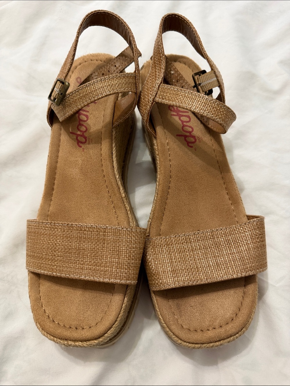 Jellypop Tan Wedge Slingback Sandals